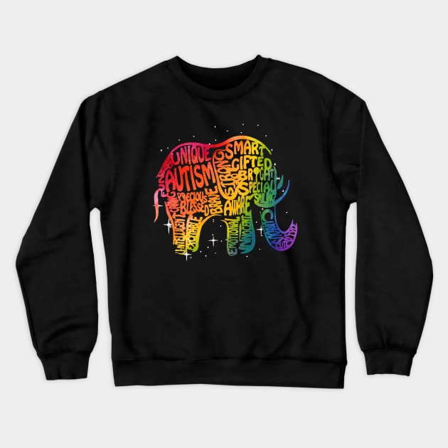 Unique Elephant Cute Autism Awareness Gift Crewneck Sweatshirt by Danielsmfbb